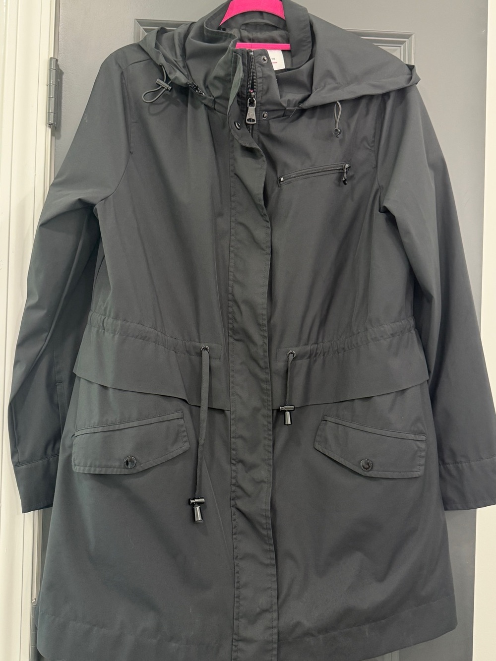 Vince Camuto Black Hooded Trench Coat